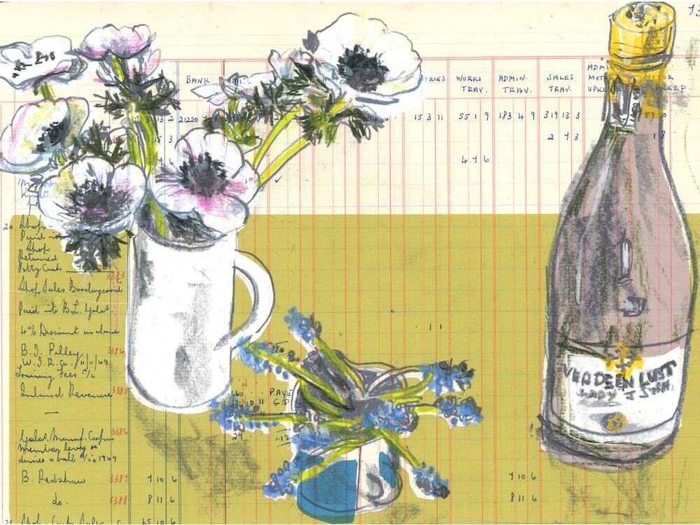 Anemone Grape Hyacinth And Red Wine