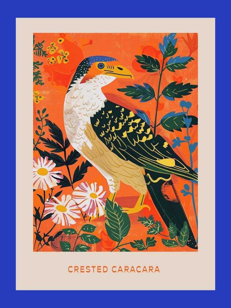 Spring Birds Poster Crested Caracara 1