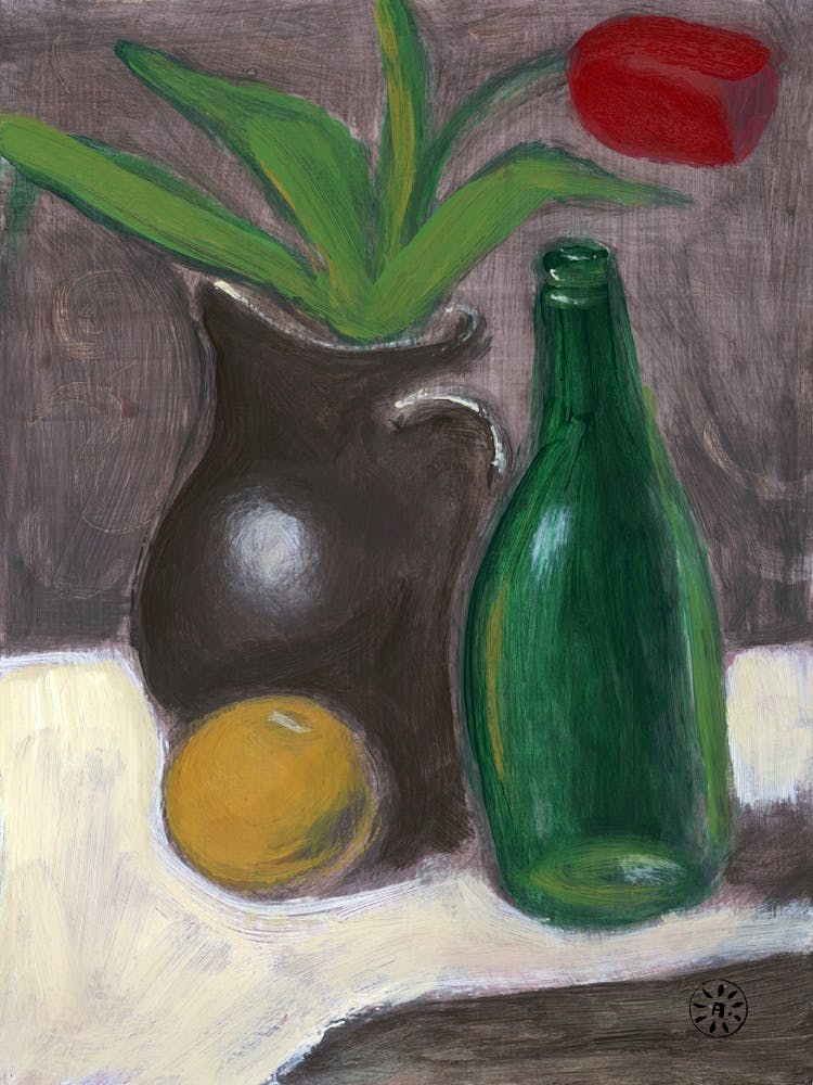 Still Life With A Green Bottle