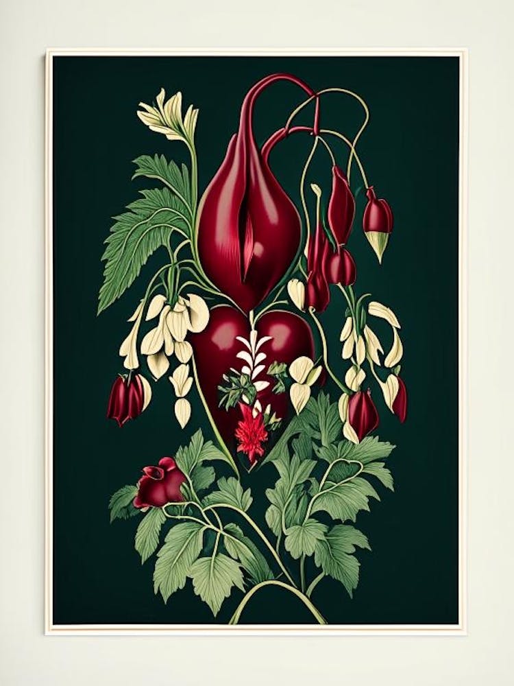 Bleeding Heart 2 Floral Botanical Vintage Poster Flower