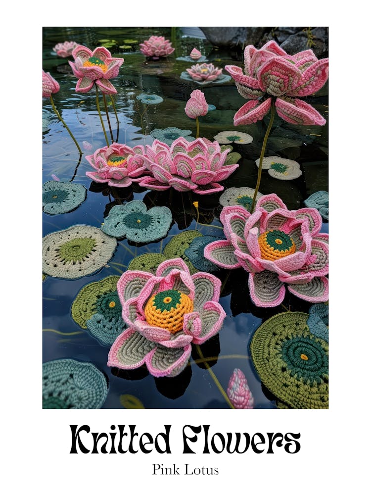 Fleurs tricotées - Lotus rose