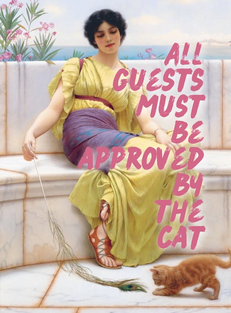 All guests must be approved by the cat - Vintage altered art- Trendy wall decor