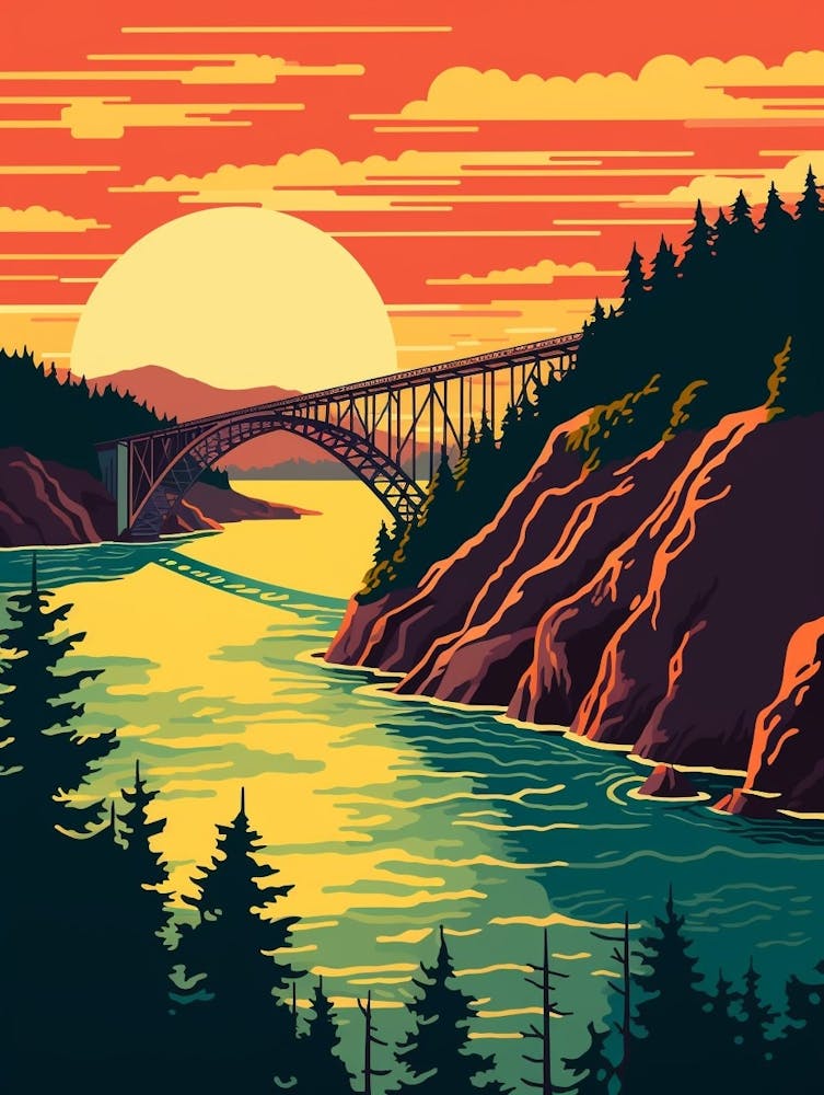 Deception Pass State Park Retro Pop Art 14