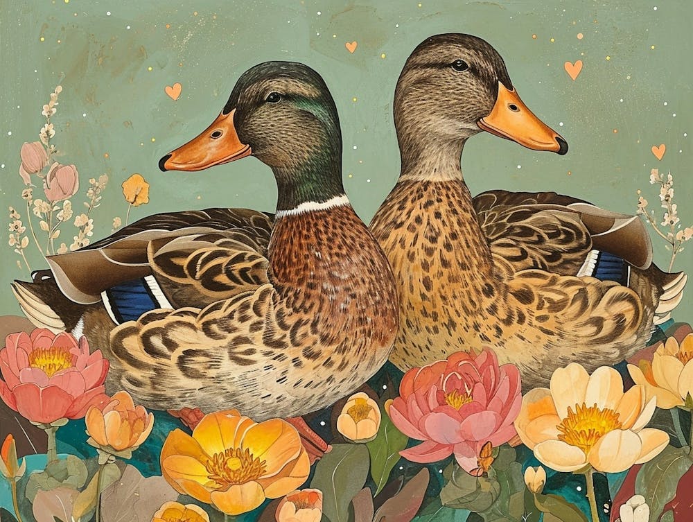 Floral Animal Illustration Duck 4