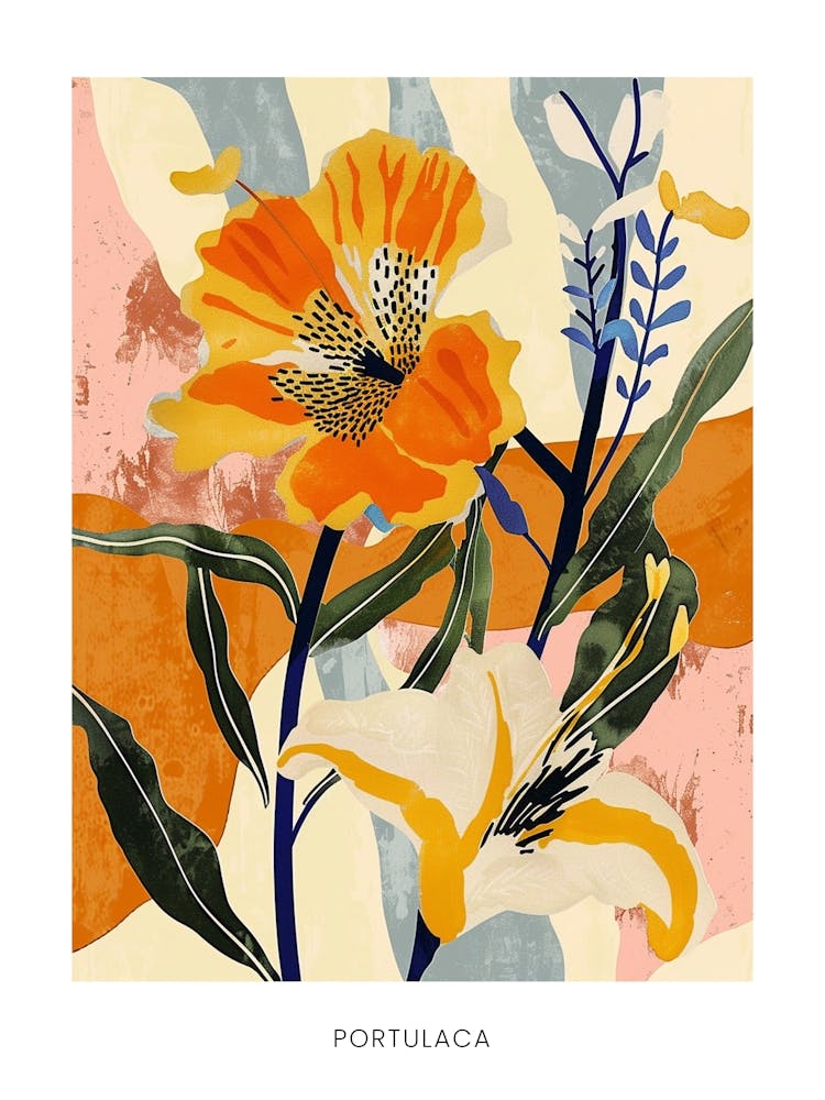 Colourful Flower Illustration Poster Portulaca 4