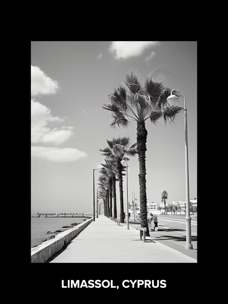Poster Of Limassol, Cyprus, Mediterranean Black And White Photography Analogue 4