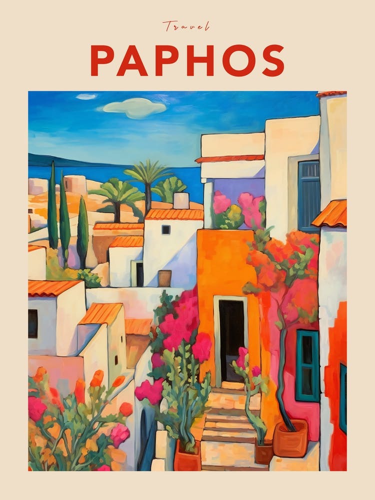 Paphos Cyprus 2 Fauvist Travel Poster