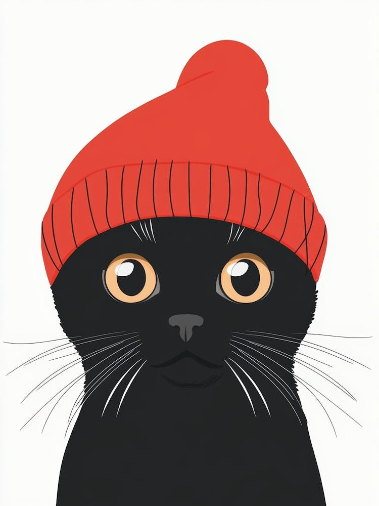 Black Cat With Red Hat 2