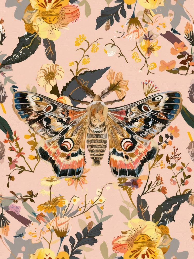 Pink Butterflies William Morris Style 3