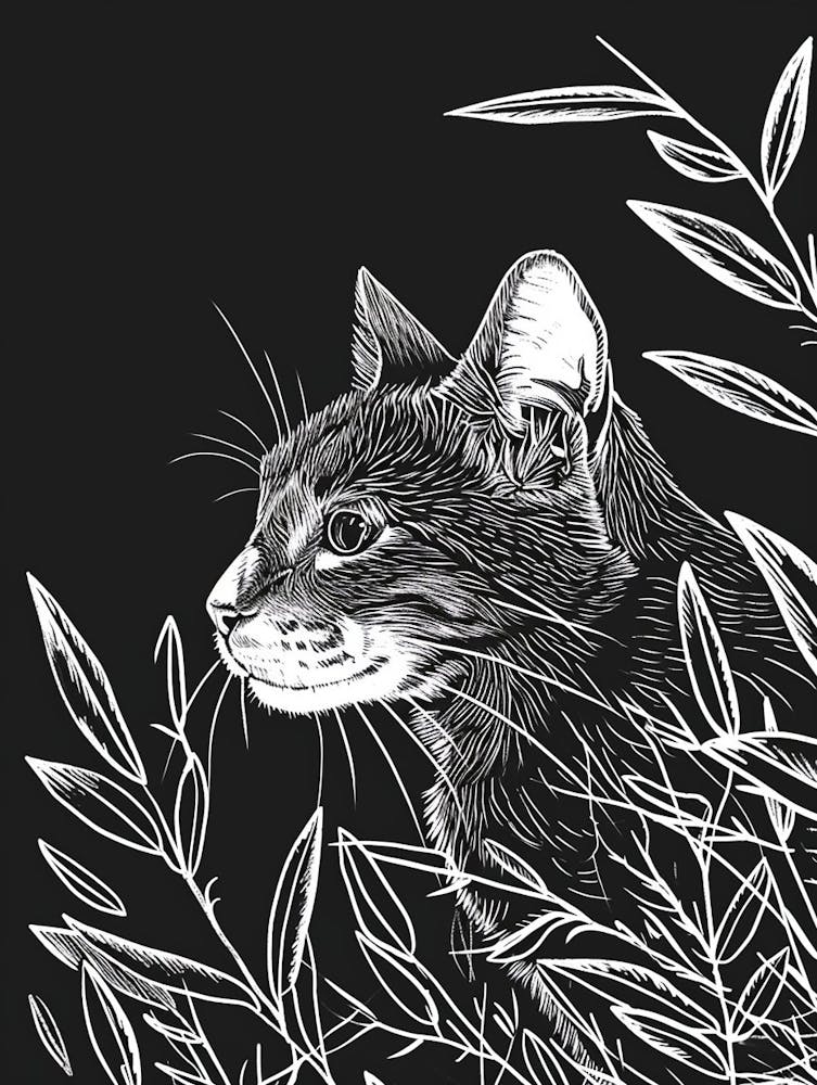 American Wirehair Cat Minimalist Illustration 2