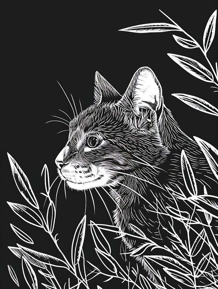 American Wirehair Cat Minimalist Illustration 2