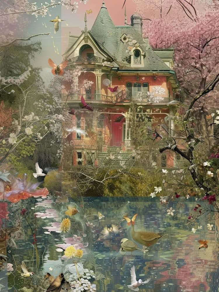 Fairy Village Collage Pond Monet Scrapbook 6