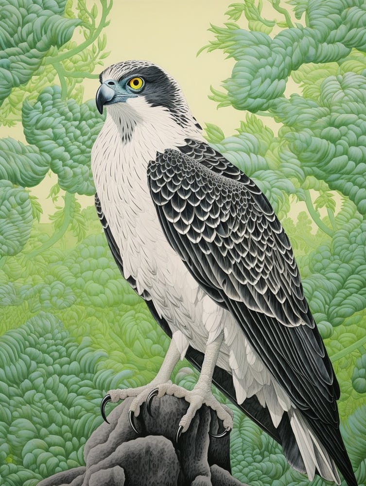 Ohara Koson Inspired Bird Painting Osprey 1