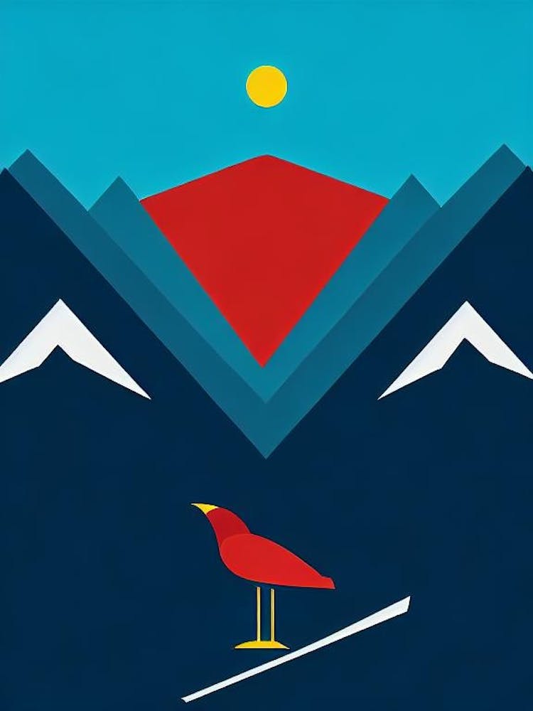 Snowbird, Usa Modern Illustration Skiing Poster