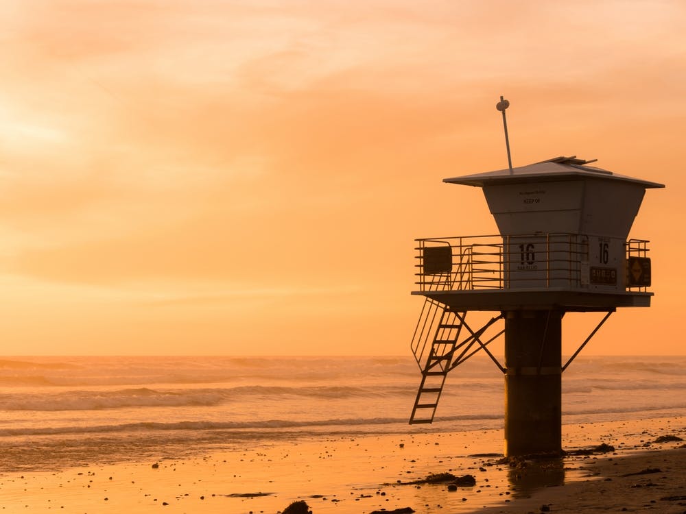 Lifegaurd Tower At Sunset