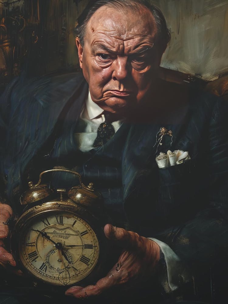 Winston Churchill Portrait Painting, Wall Art, Home Art, Historical Figure, Famous Leader Art, Britain Art, History Art, Famous Portrait