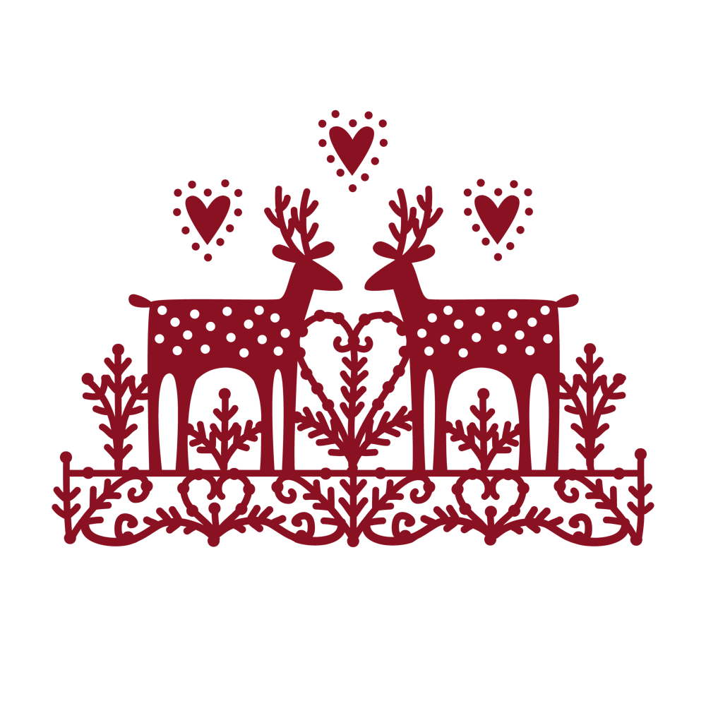Scandinavian Red and White Papercut Deer
