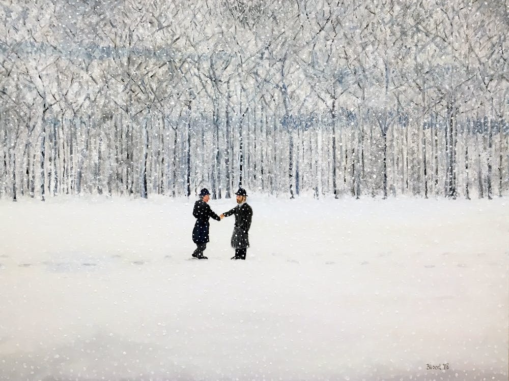 The Agreement Men In Snow Shaking Hands