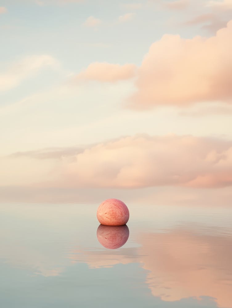 Pink Egg On Water. Generated AI.