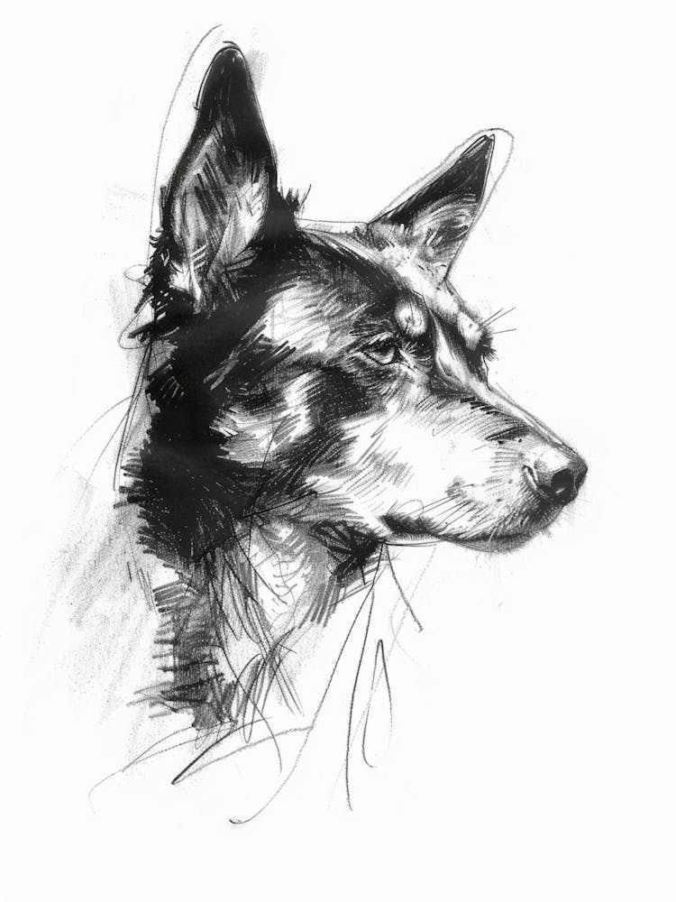 Akita Dog Charcoal Line 2