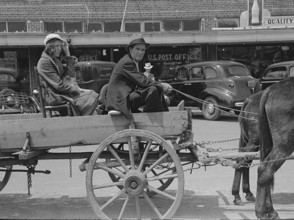 Farmer And Daughter In Wagon, Saturday Afternoon, San Augustine, Texas By Russell Lee
