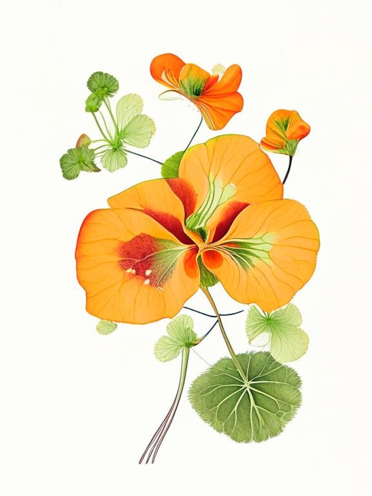 Nasturtium Floral Quentin Blake Inspired Illustration 2 Flower