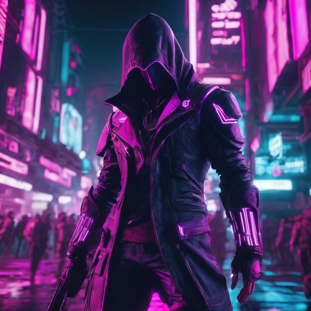 Assasin's Creed Character in Cyberpunk Future 2
