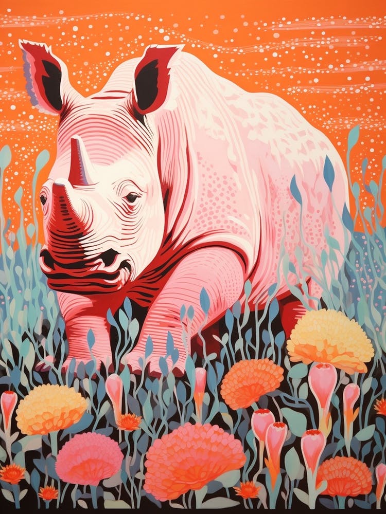 Rhino Orange In The Flowers
