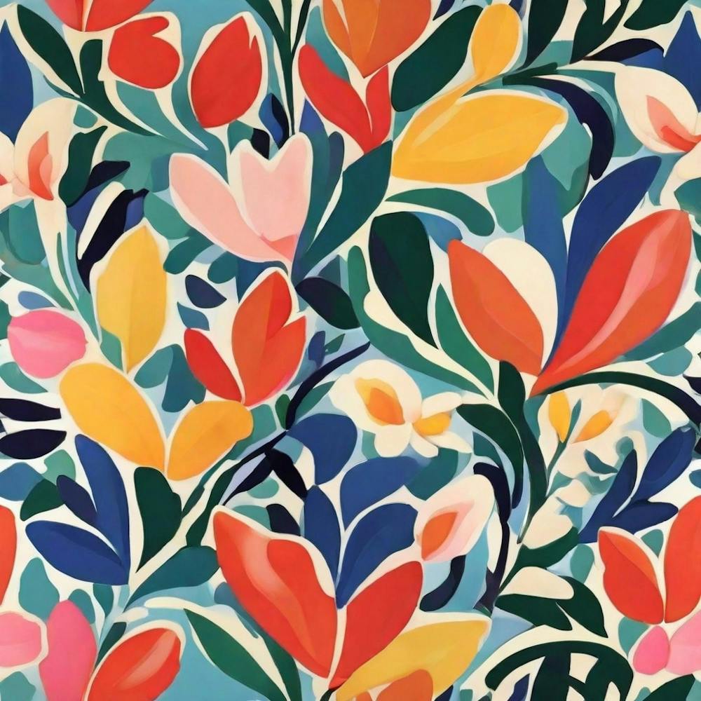 Whimsical Petal Waltz Matisse Style 3
