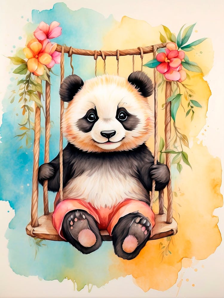 Panda Bear On Swing