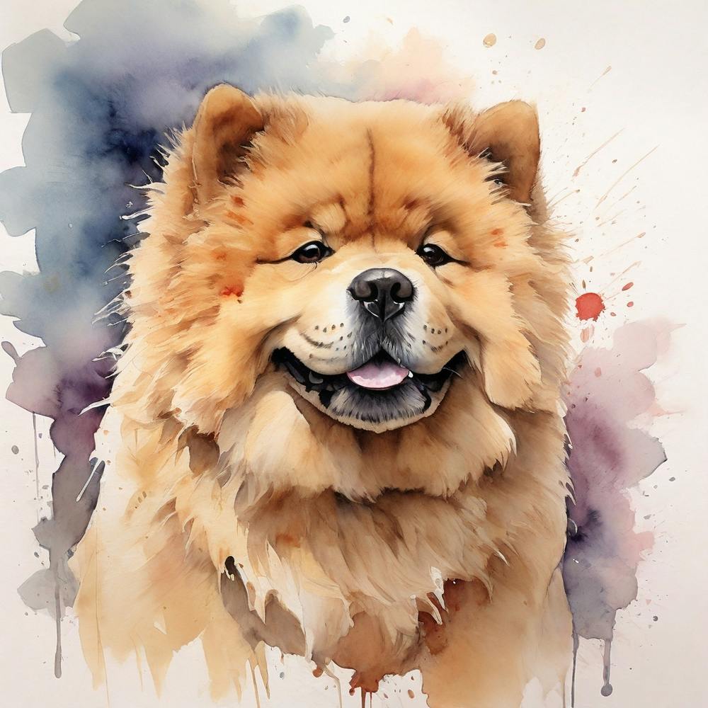 Chow Chow Watercolor Painting
