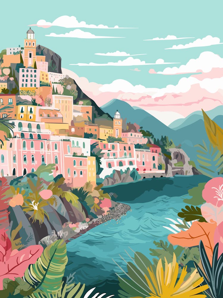 Amalfi Coast, Italy Illustration