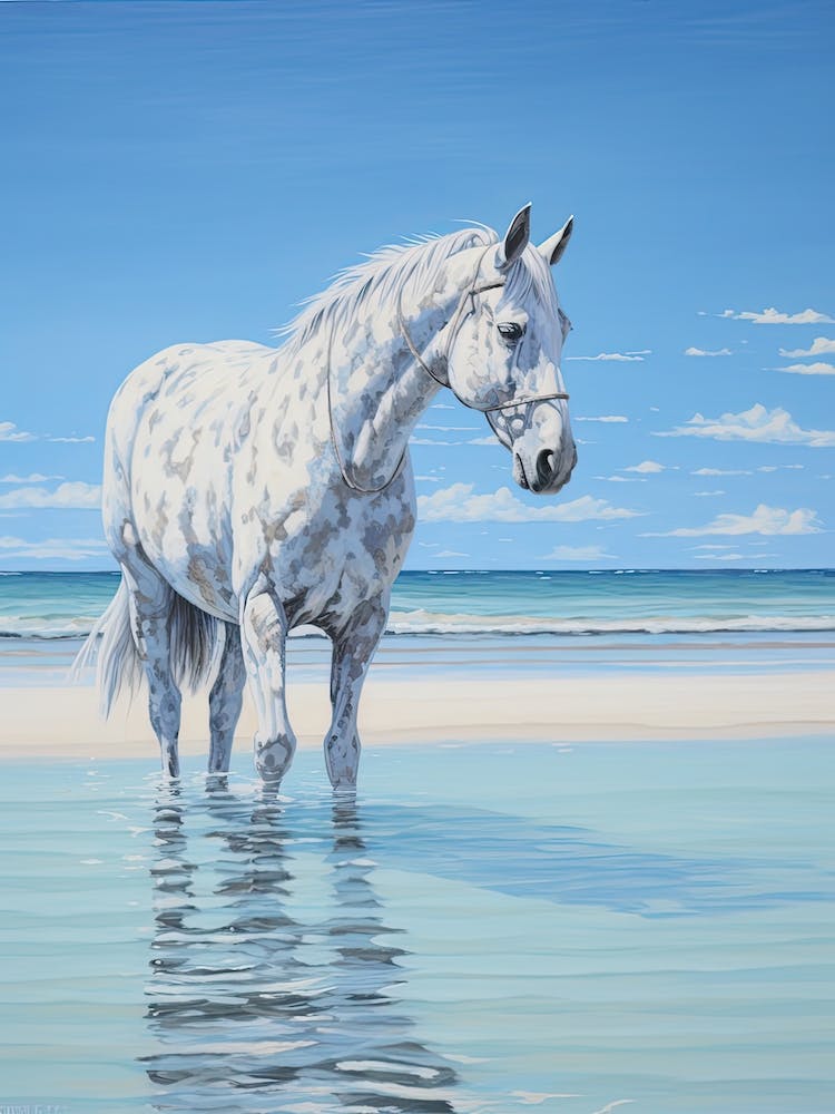 A Horse Oil Painting In Grace Bay Beach, Turks And Caicos Islands, Portrait 4