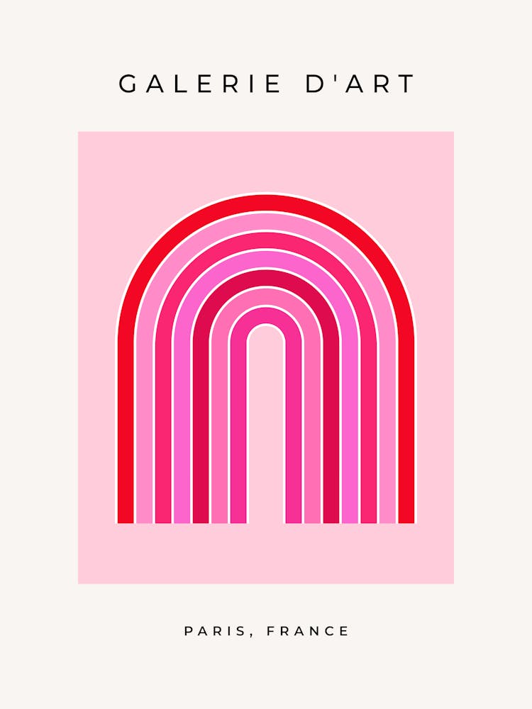 Retro Rainbow Pink And Red Arch