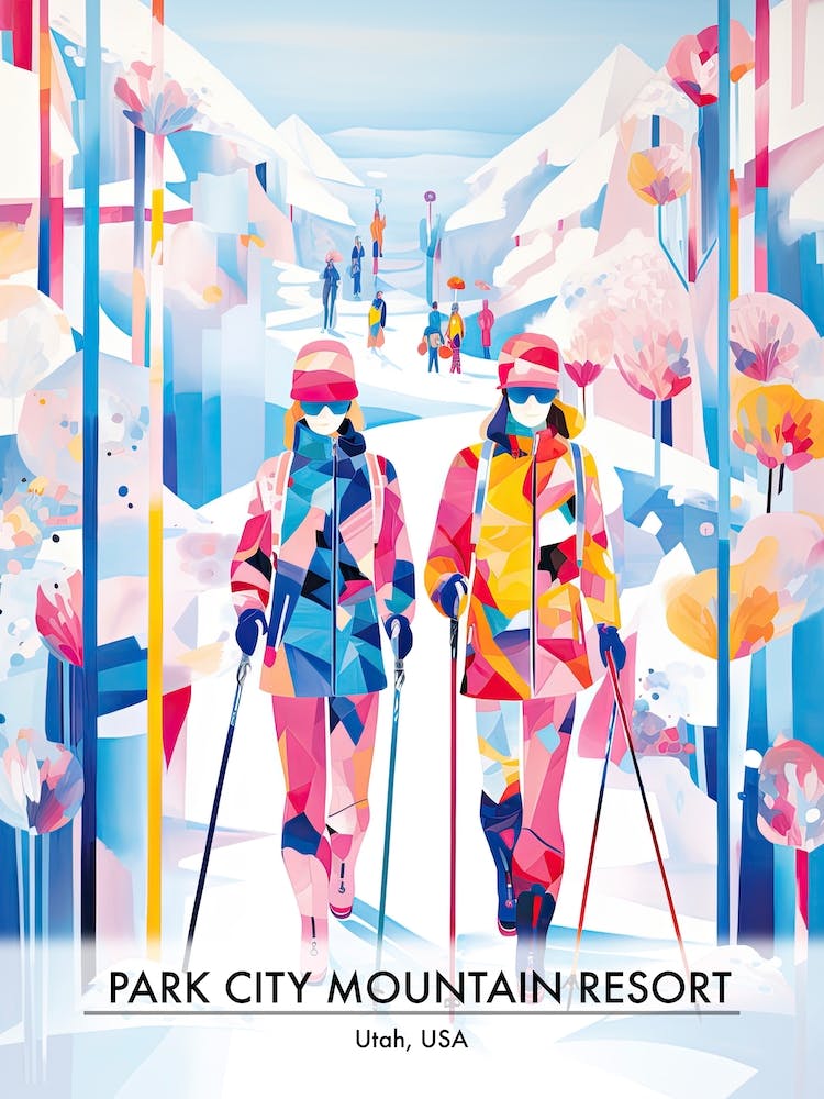 Park City Mountain Resort   Utah Usa, Ski Resort Poster Illustration 0