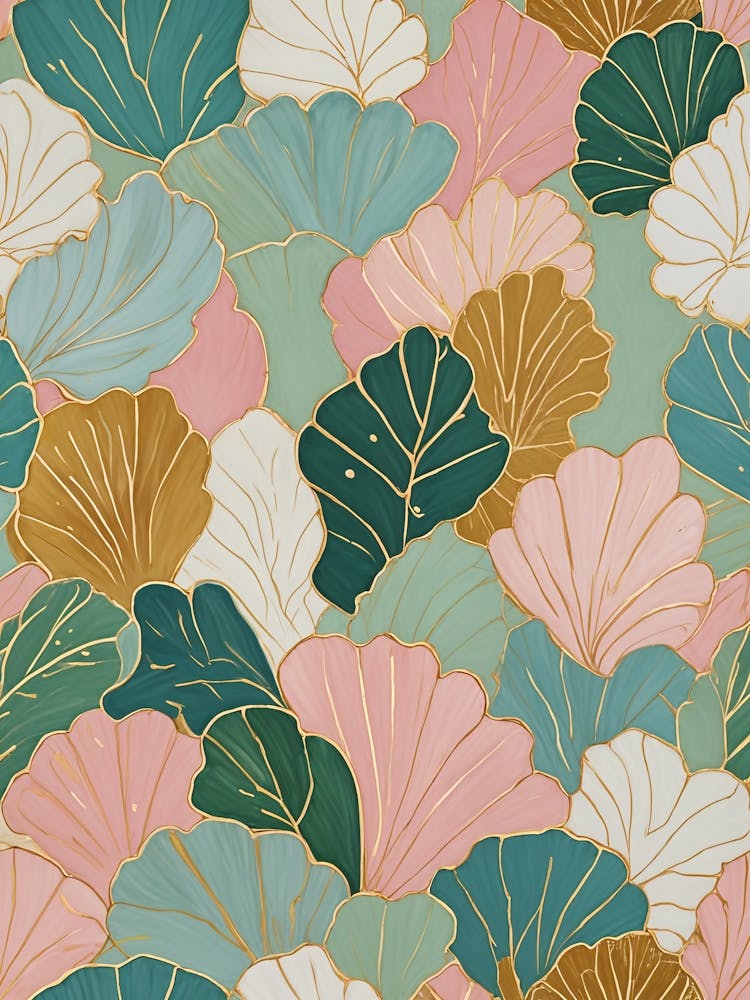 Pastel Abstract Ginkgo Leaves