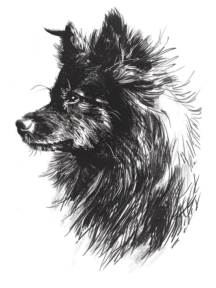 Malmute Furry Dog Line Sketch 3