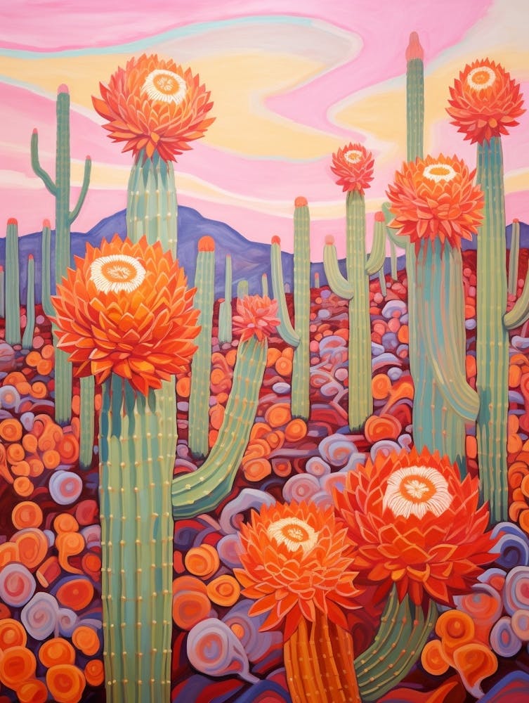Peinture de Cactus dans le Désert Cactus Langue du Diable 2