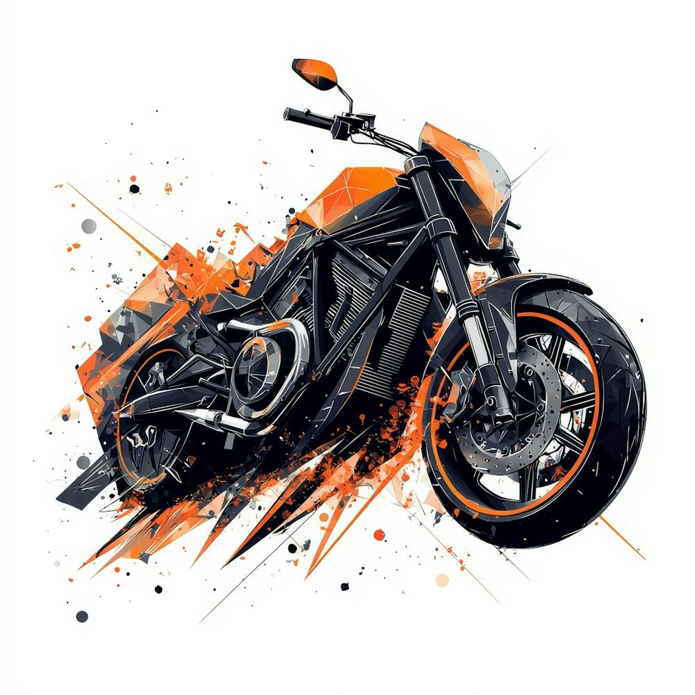 Orange Motorcycle.Generated AI. Wall