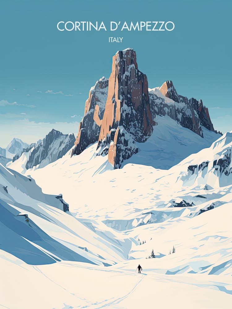 Poster Of Cortina D Ampezzo   Italy, Ski Resort Illustration 2