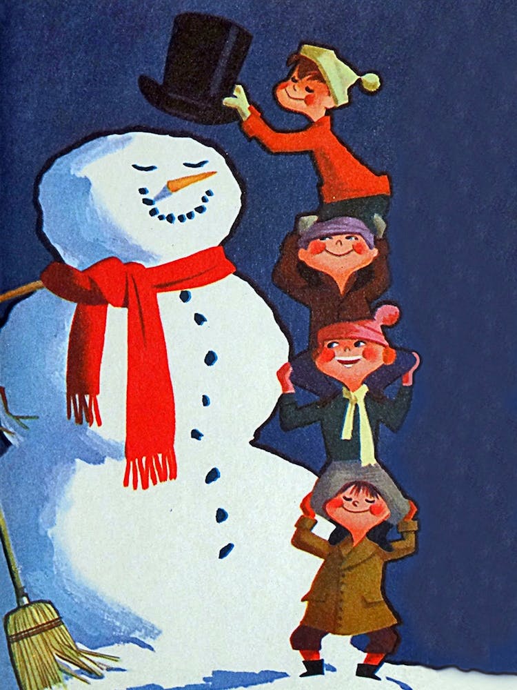 Little Kids Are Making A Big Snowman