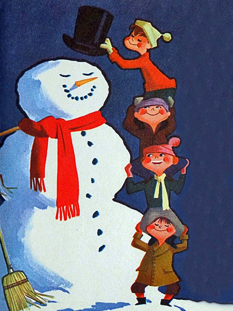 Little Kids Are Making A Big Snowman