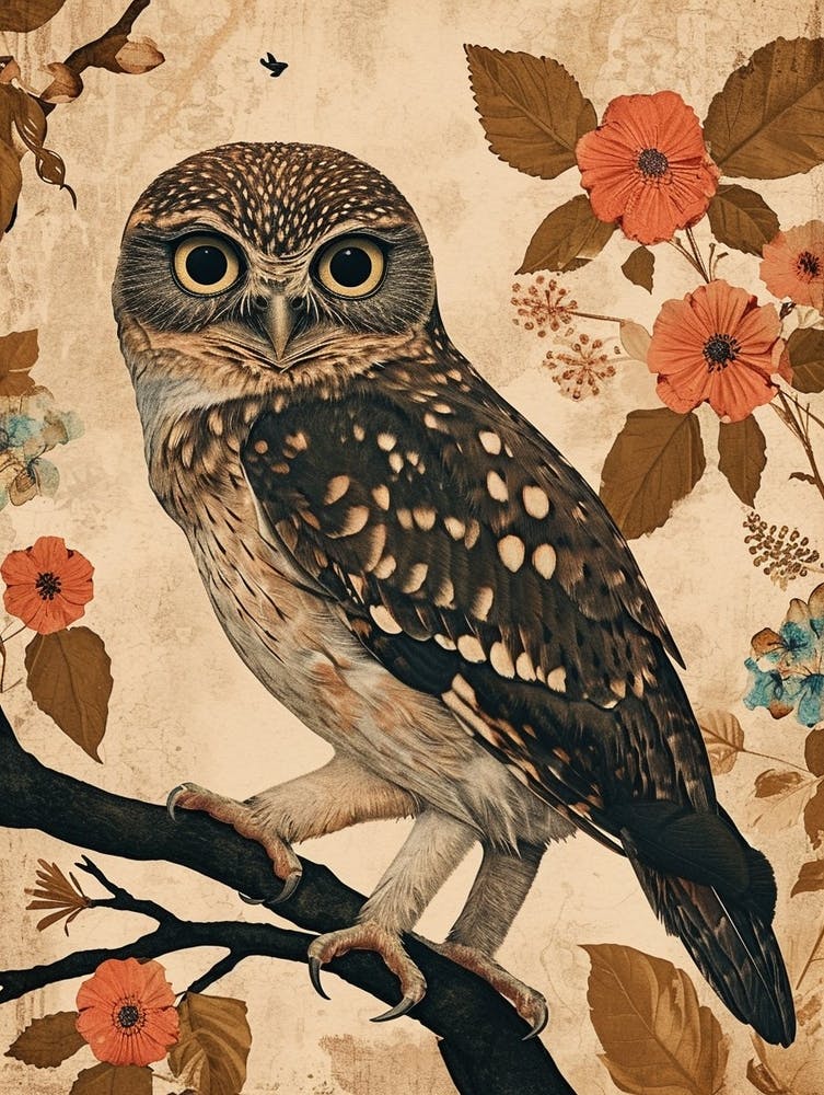 Brown Fish Owl Japanese Painting 6