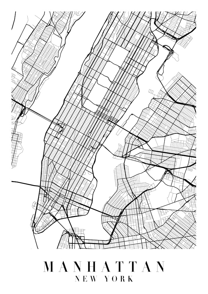 Manhattan New York Street Map Minimal
