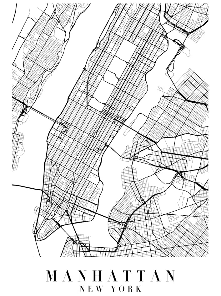 Manhattan New York Street Map Minimal
