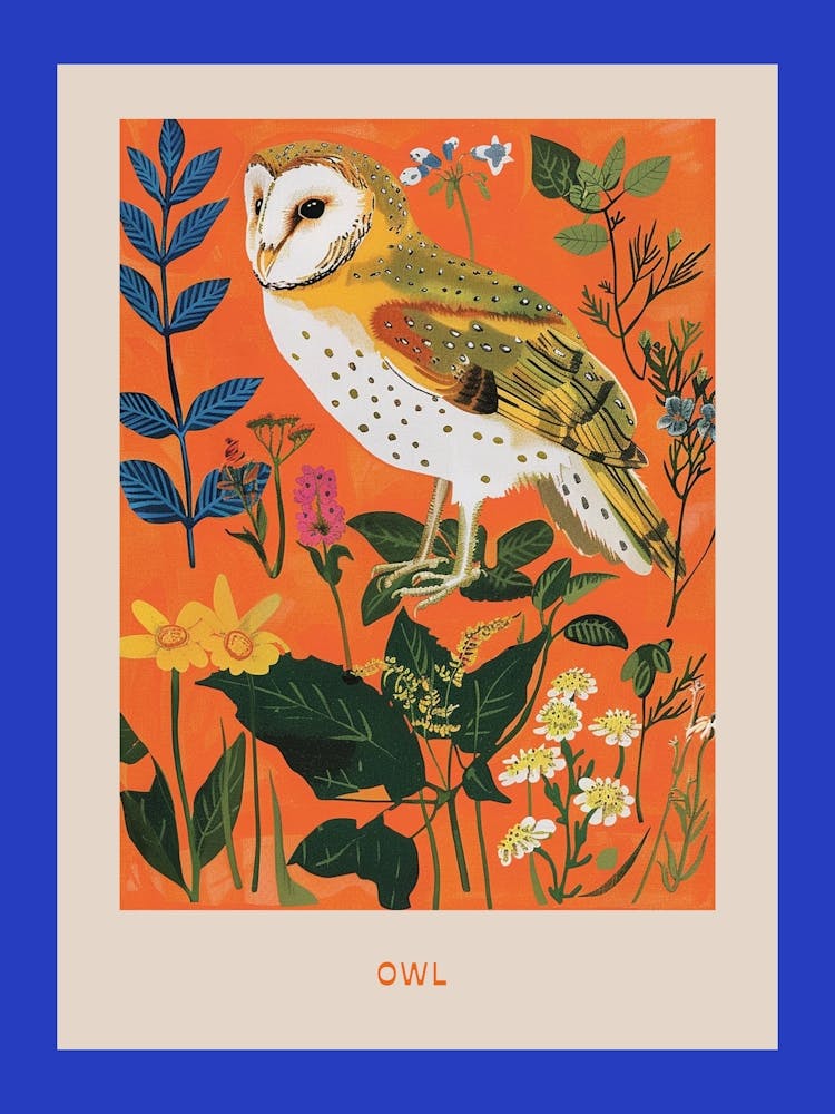 Spring Birds Poster Owl 1
