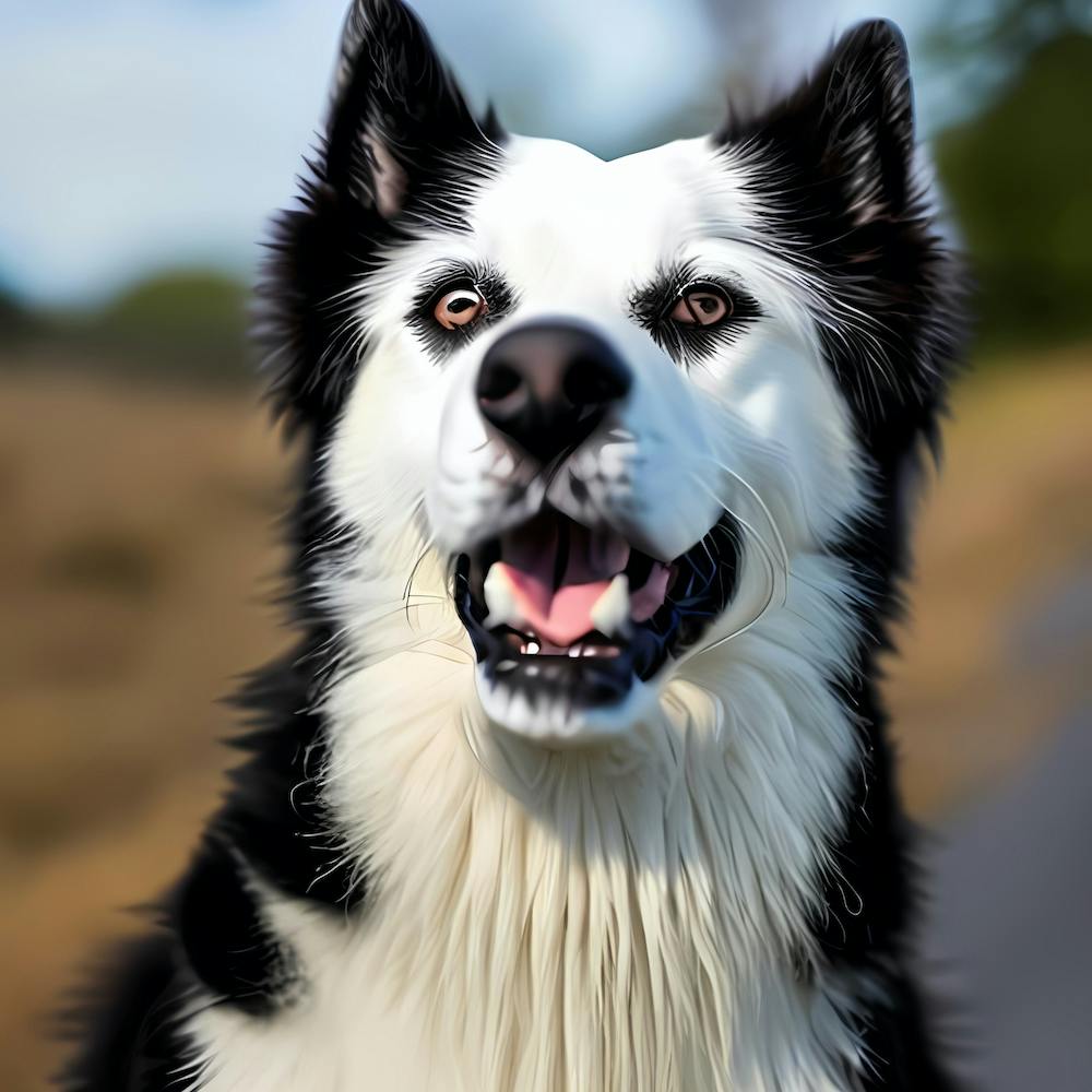 A Dog With White And Black Furr Glossy 3bcrmih