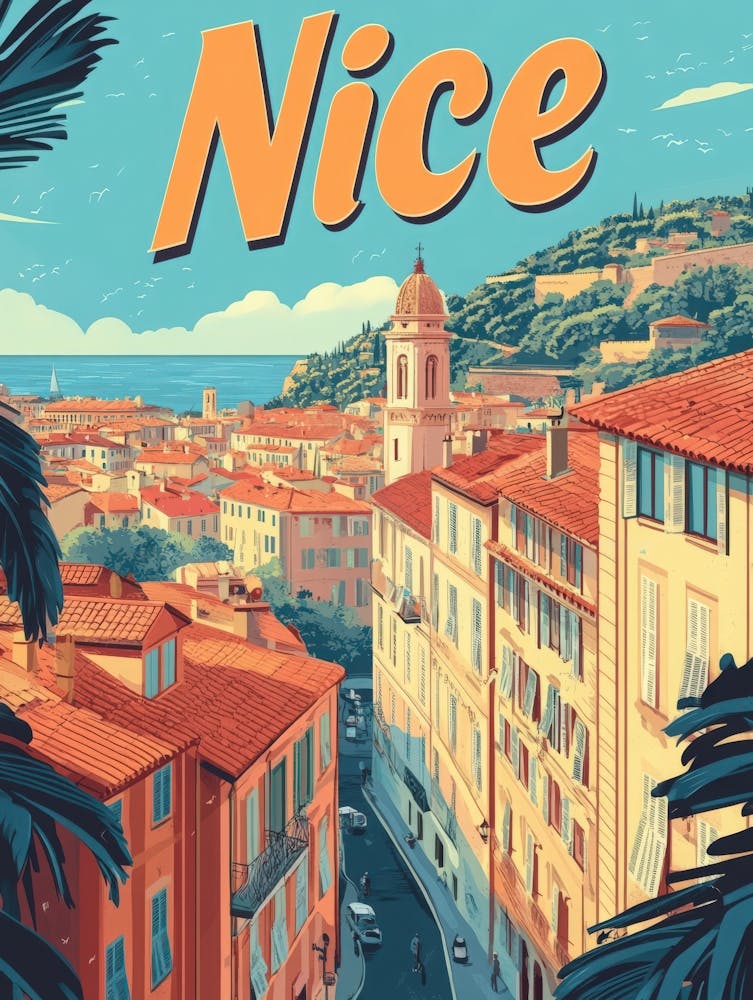 Aihrgdesign A Retro Travel Poster For Nice 4