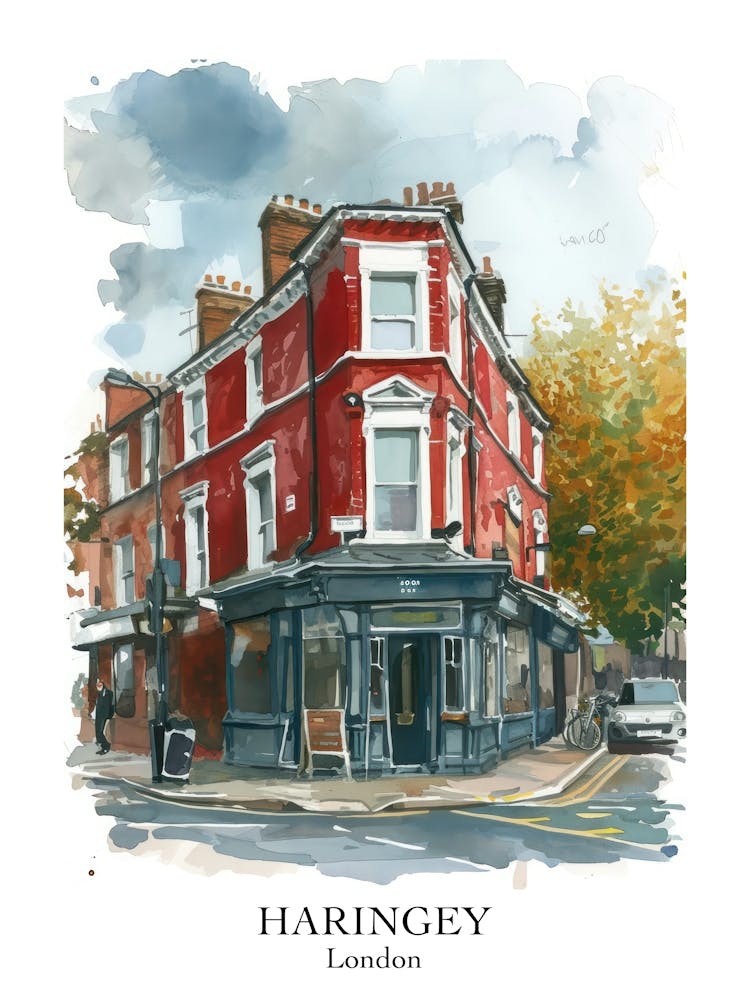 Haringey London Borough   Street Watercolour 4 Poster