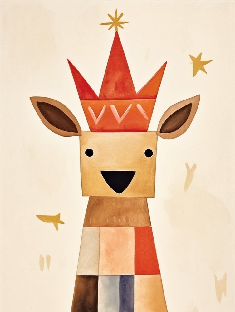 Little Kangaroo Wearing A Crown
